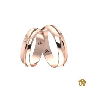 Par de Aliança Artística de Ouro Rosa 18k - Friso infinito - Gema