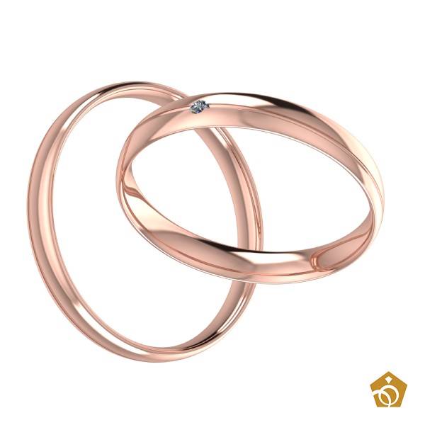 Par de Aliança Artística de Ouro Rosa 18k - Aro Leve 3mm