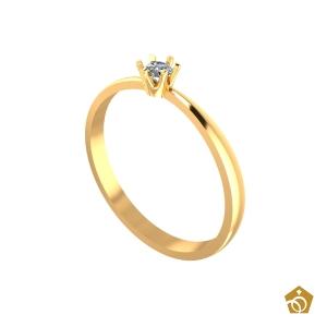 Anel de Ouro Amarelo 18k - Solitário - Aro Leve