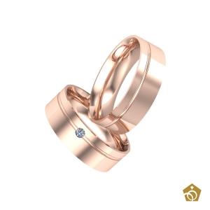 Par de Aliança Artística de Ouro Rosa 18k 