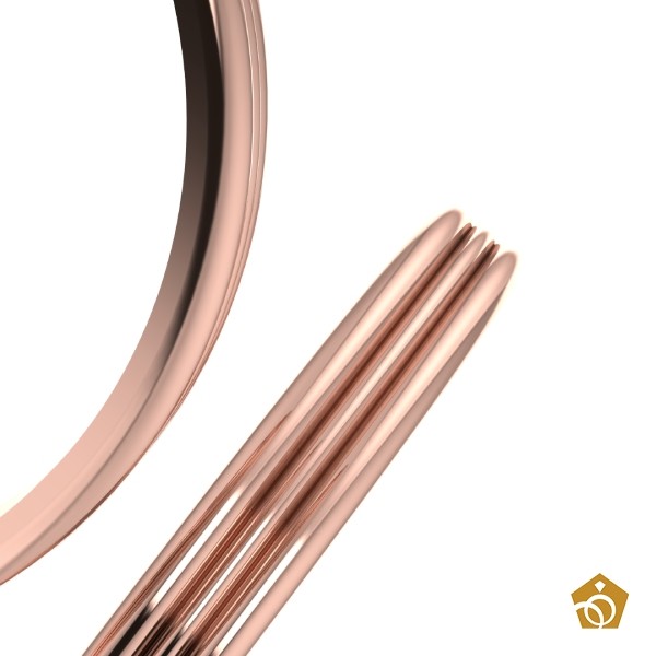 Par de Aliança Artística de Ouro Rosa 18k - Aro triplo