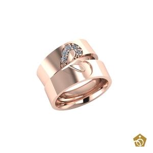 Aliança Artística de Ouro Rosa 18k