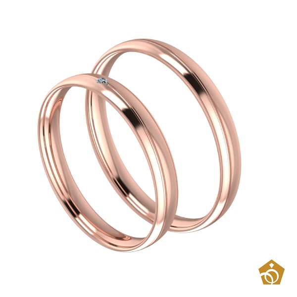 Par de Aliança Artística de Ouro Rosa 18k - Aro Leve 3mm