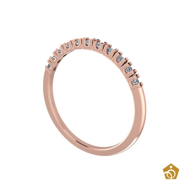 Anel de Ouro Rosa 18k - Meia Aliança